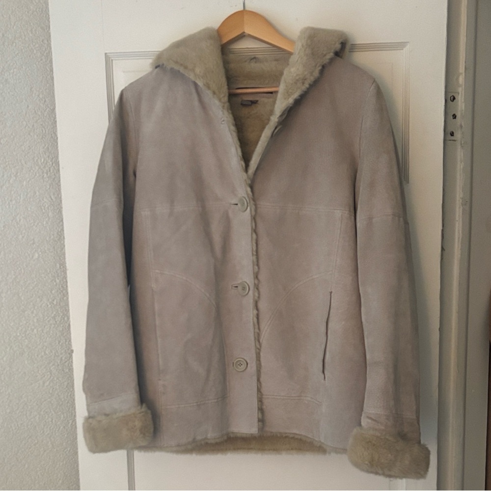 Vintage Leather Outer Faux Fur Inner Shearling Jacket